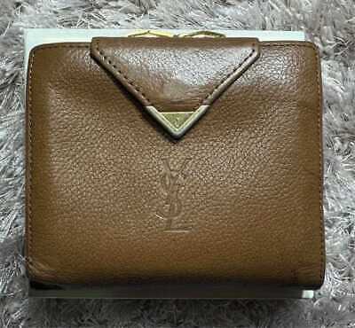 【関税&送料込み】Saint Laurent Wallets Yves Saint Laurent YSL Bi-fold Wallet Brown Leather Casual