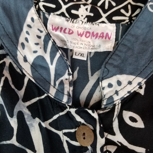 Wild Thing Wild Women Blouse L/XL Floral Oversized Flowy Artsy Pockets Jacket - Picture 6 of 9