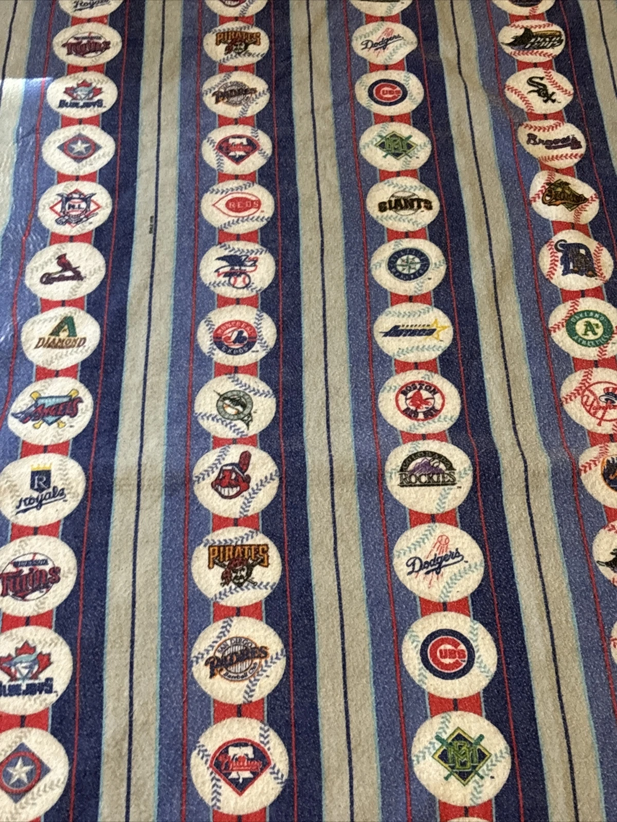 Vintage  Baseball Fleece Blanket Throwback Logos 1998 88 X 72