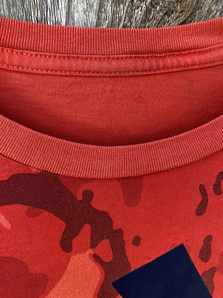 Camiseta Adidas Juvenil Roja Camuflada 3 Rayas Logo SIN TALLA Algodón Ropa de Calle Fútbol Foto 2 de 4