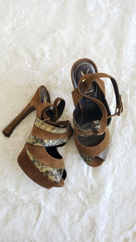 Saint Laurent Peep Toe Sandals Sz 40 - Picture 2 of 7