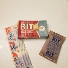 Vintage Evening Blue Rit Tint & Dye box with contents laundry decoration 1960s