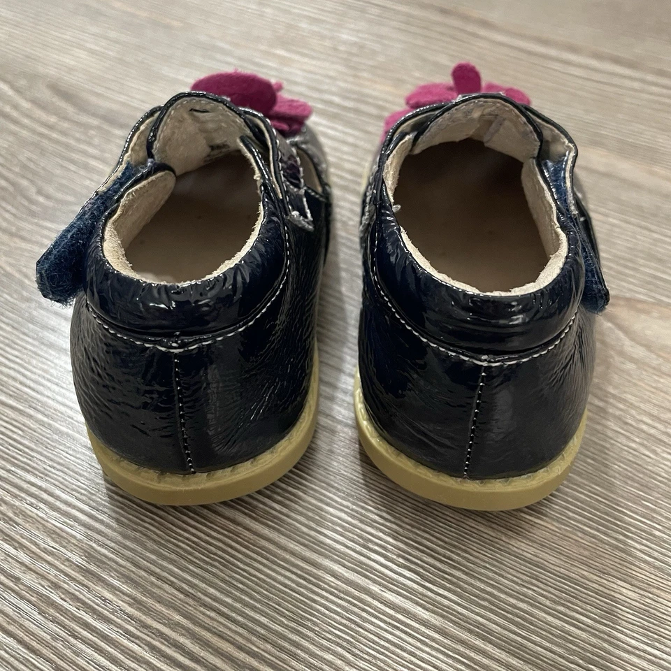 Livie & Luca цветок прогулочные туфли, темно-синий и розовый цветок кожи, девочек размер 4 - Изображение 3 из 4