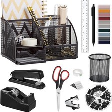 Black Office Desk Accessories Supplies, 12pcs Desk Organizers and Accessories...