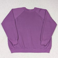 Vintage 80s Hanes Sport Sweatshirt Size Large Purple Blank Raglan Made in USA