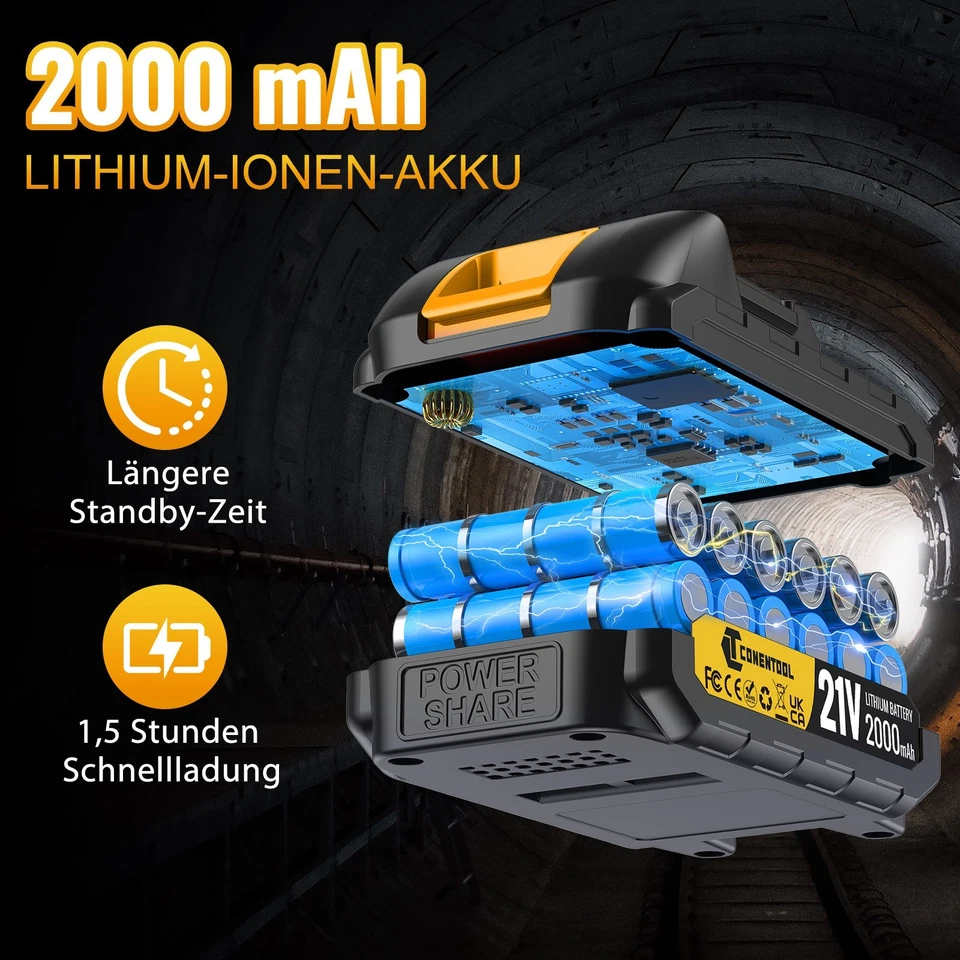 Mit 2 Akkus Für Makita Akku-Schlagbohrschrauber 21V Akkuschrauber Set mit Box DE - Bild 2 von 4