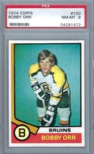 1974 Topps HK #100 PSA 8 Bobby Orr Bruins 100 Sharp!