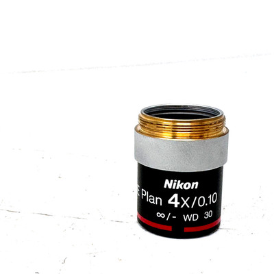 Nikon E Plan 4x/0.10 Microscope Objective Lens  /- WD 30