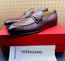 NEW Salvatore Ferragamo Desio Cordova Brown Gancini Loafers Men  s Sz 9 E