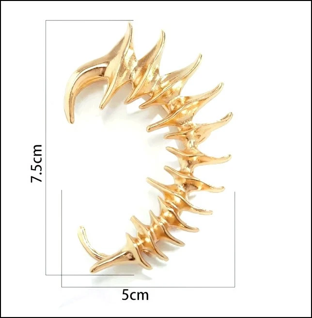 Boucles d'Oreille DROITE DRAGON DORÉ Bijoux Neufs LIVRAISON A DOMICILE EN 48H. - Photo 3/4