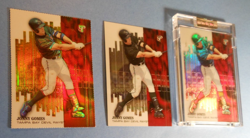 2002 Topps Pristine Jonny Gomes Gold Refractor 3 Card Lot 191 #'d/70, 1999 & 799 - Picture 4 of 11