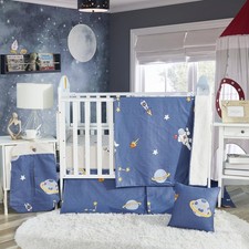 Crib Bedding Sets for Boys 100 Cotton 3 Pieces Outer Space Baby Nursery Bedd...