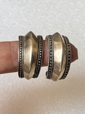 Modernist Boho 925 Sterling Silver Large Wide Hoop Earrings 1.25  