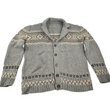 Della Ciana Wool Cashmere Thick Fair Isle Shawl Cardigan Sweater Italy 54 S / M