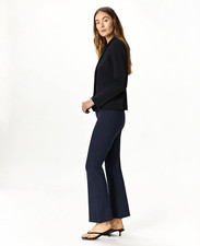 Quince Women’s Navy Solid Dress Pants Flat Front Zip Hook & Eye Size 6