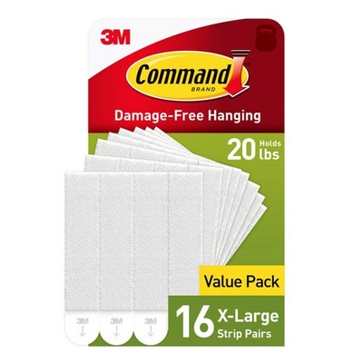 Command 20 lb XL 16 Pairs Heavyweight Picture Hanging Strips (32 Strips) Damage