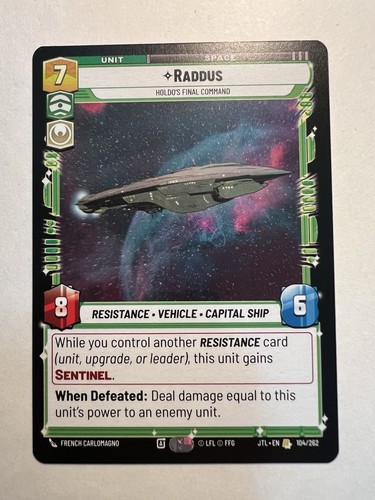 Raddus - Holdo's Final Command - Near Mint Star Wars: Unlimited - Ship Rare