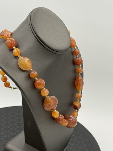 Beautiful Carnelian Agate Stone Beaded Necklace - Imagen 2 de 5