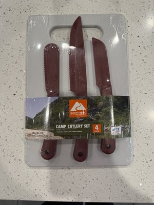Camp Cutlery Set Ozark Trail 4pc Slice Utility Cutting Knives & Cutting Board
