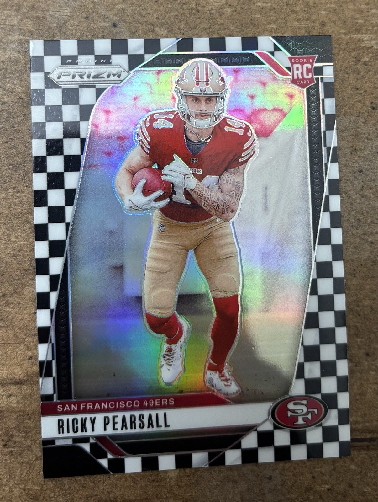 RICKY PEARSALL 2024 PANINI PRIZM BLACK AND WHITE CHECKERBOARD SSP RC 49ERS #383