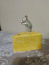 Vintage Mouse on Cheese String Dispenser Scissors Babbacombe Pottery England