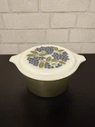 VINTAGE PYREX GRAPES 1QT CASSEROLE, LID & DISH #473 Promo 20-C13 Retro Farmhouse