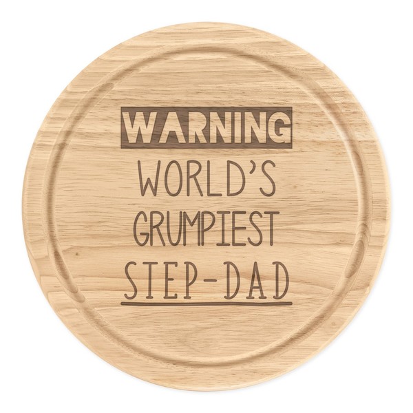 Warnung World's Grumpiest Step-Dad Rund Zerkleinern KäSebrett Best Vatertag-image