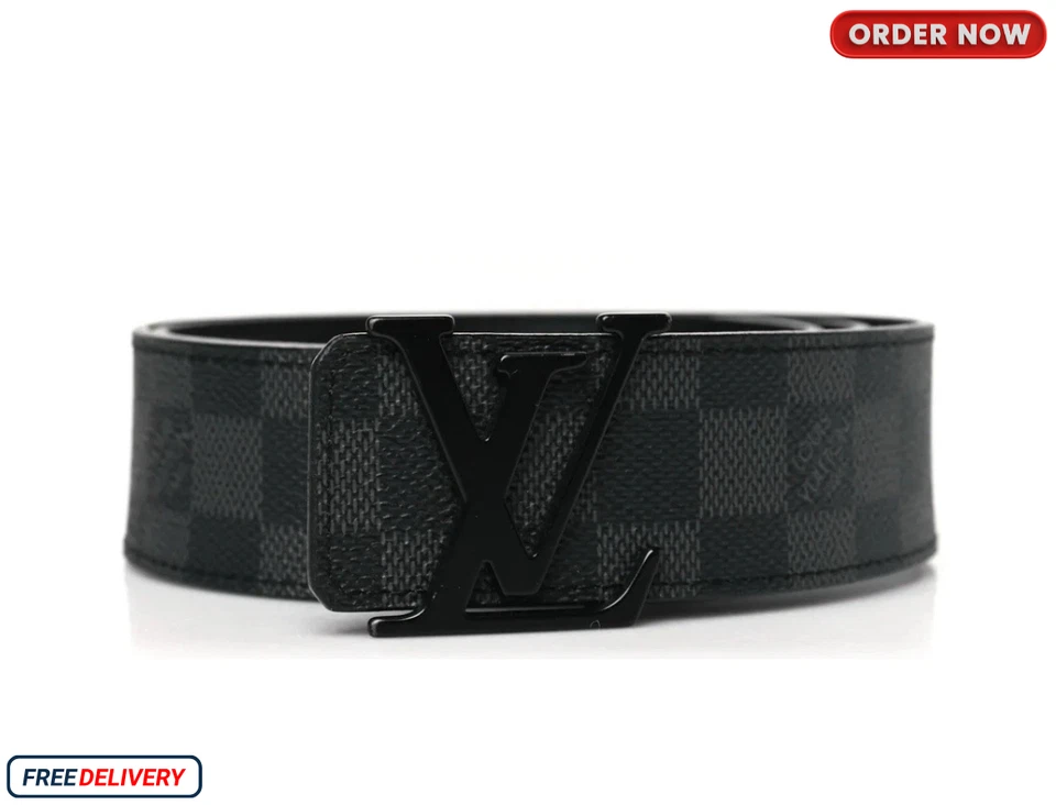 Cinturón Damier de grafito para hombre Louis Vuitton con hebilla LV negra - estilo auténtico Foto 3 de 3