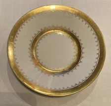 DRESDEN Antique Gold rim Saucer Simply Elegant Beautiful 5.25” D