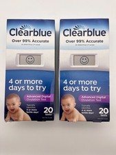 2x CLEARBLUE ADVANCED DIGITAL OVULATION TESTS 20ct EACH EXP 12/26 SEALED MR 505