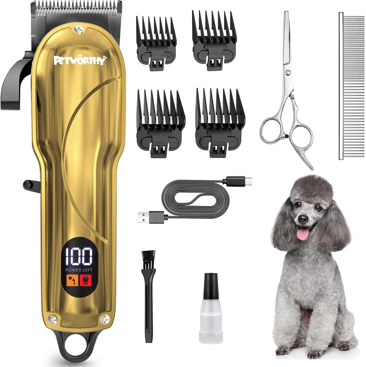 Quiet Dog Grooming Kit - 2000mAh Dog Clippers for Heavy Thick Hair Coats