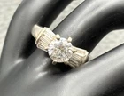 Vintage 925 Sterling Silver Large Round Cubic Zirconia Baguette Accents Ring 8.5