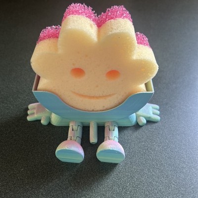 Scrub Daddy Sponge Holder 3d Printed, Kitchen sink, Moveable Legs, drain hole.