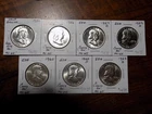(7) Choice BU Franklin Halves - 54-P, 56-P, 57-D, 59-D, 60-P, 60-D, 63-D - Nice!