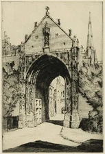 Sybil Andrews (1898-1992) Pencil Signed Etching - The Erpingham Gate Norwich