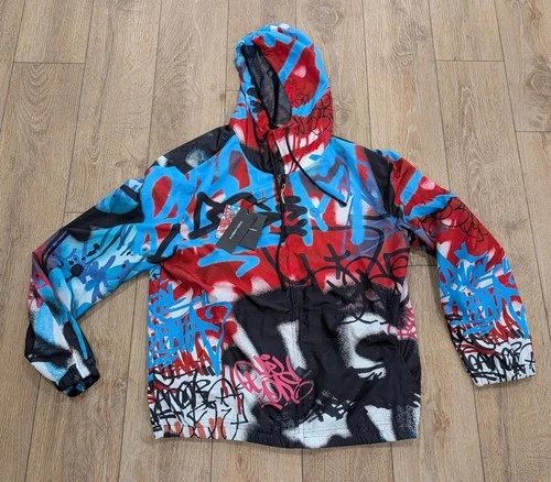 $1695 Mens Dolce Gabbana Allover Graffiti Print Windbreaker Jacket 52 US 42 - product listing photo
