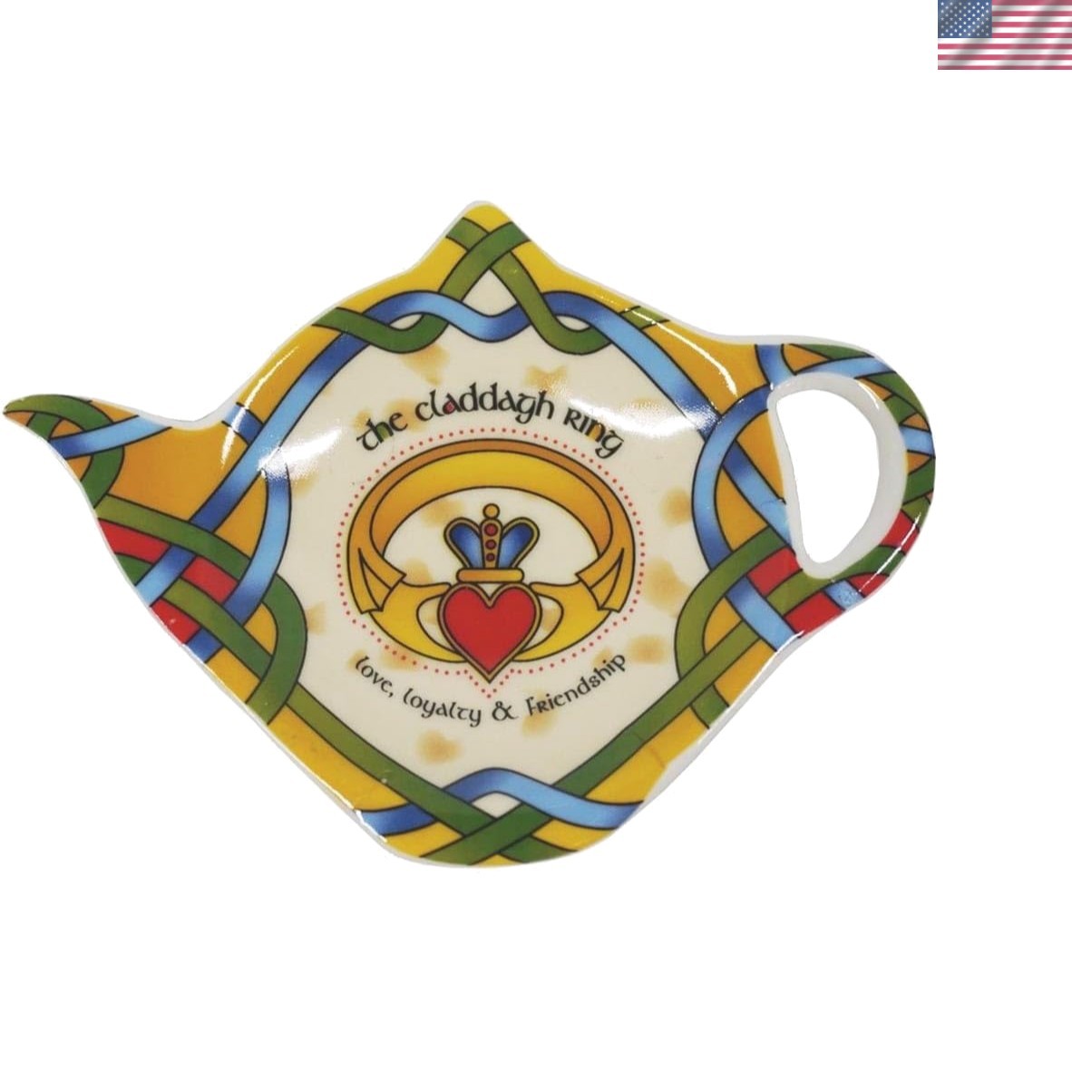 Bag Holder Set Irish Weave Bone China Teabag Caddy Saucer Gr