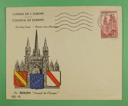 DR WHO 1958 FRANCE FDC ROUEN COUNCIL OF EUROPE PAC CACHET R39401