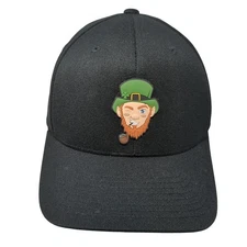 Leprechaun Fitted Baseball Hat Black XL Flexfit Vent Holes Branded Bills