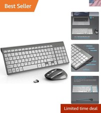 Compact Grey/Silver Wireless Keyboard and Mouse - Ergonomic Design for Comfort