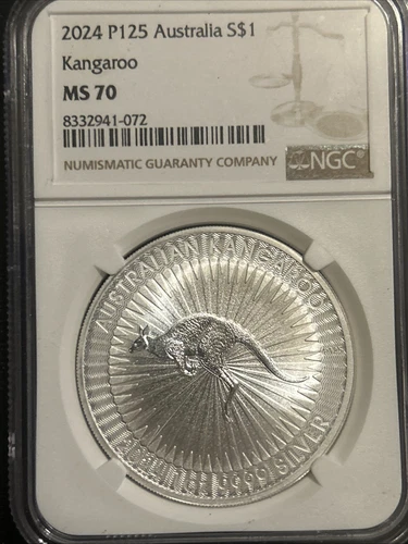 2024-P125 Australia $1 Silver Kangaroo 1 oz NGC MS-70