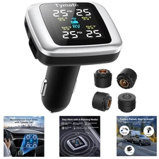 Wireless TPMS 4 Pack 6 Alarm Modes Fade Resistant Real-time Tire Pressure