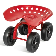 Rolling Garden Cart Heavy Duty Workseat w/ 360° Swivel Seat & Adjustable Height