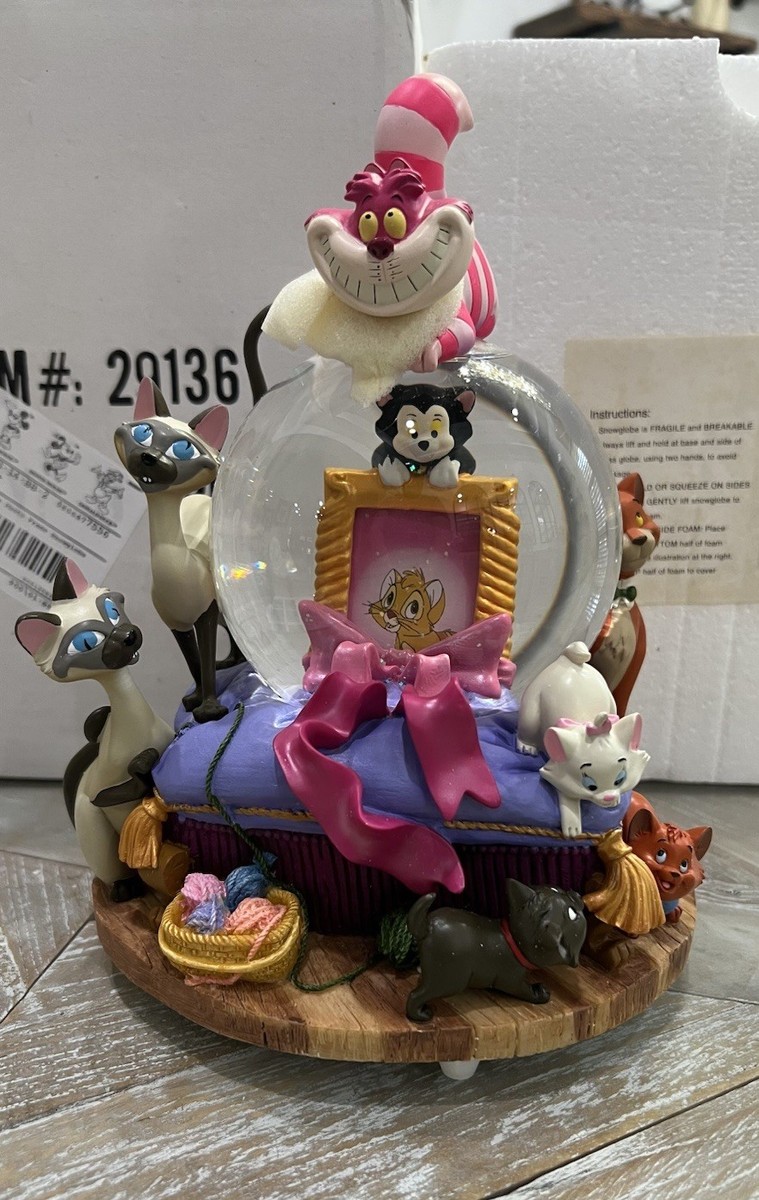 Rare Mint Disney Photo SNOWGLOBE CAT Cheshire, Figaro Siamese