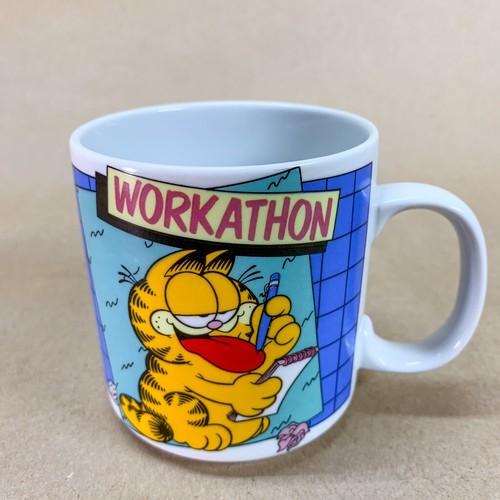 Garfield Workathon Coffee Cup 1986 Enesco 3.5” Mug