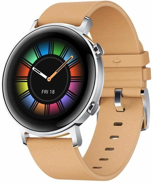 Huawei Watch GT 2 Classic Edition 42mm Edelstahlgehäuse mit Khaki  Lederarmband online kaufen | eBay