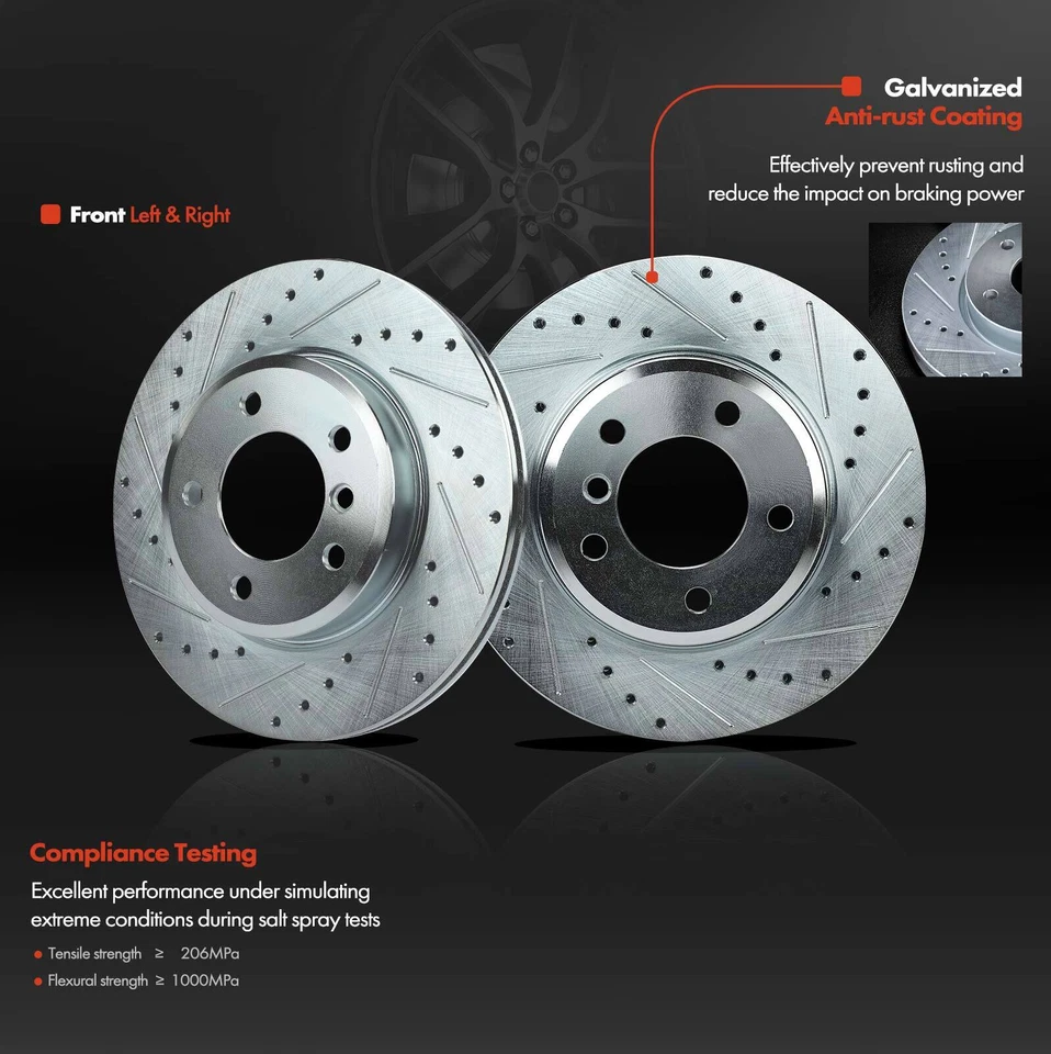 Передние перфорированные тормозные диски и керамическая тормозная колодка для BMW E46 325i 325Ci 328i Z3 Z4 - Изображение 4 из 4