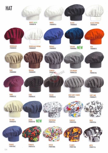 Cappello Copricapo Berretto Cap HAT Cuoco Chef Ego Chef Italia Tutte le Fantasie - Foto 6 di 44