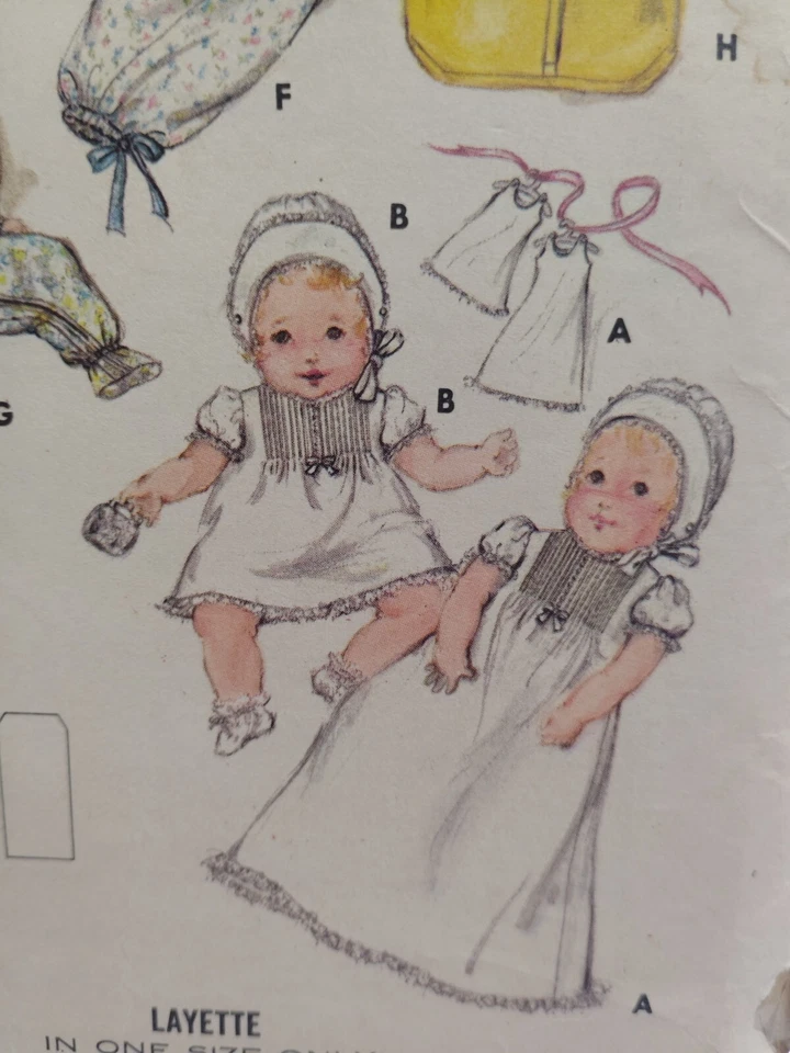 Layette Gown Sleeper Bonnet Infants Butterick 5102 Sewing Pattern VTG Wardrobe - Image 4 of 4