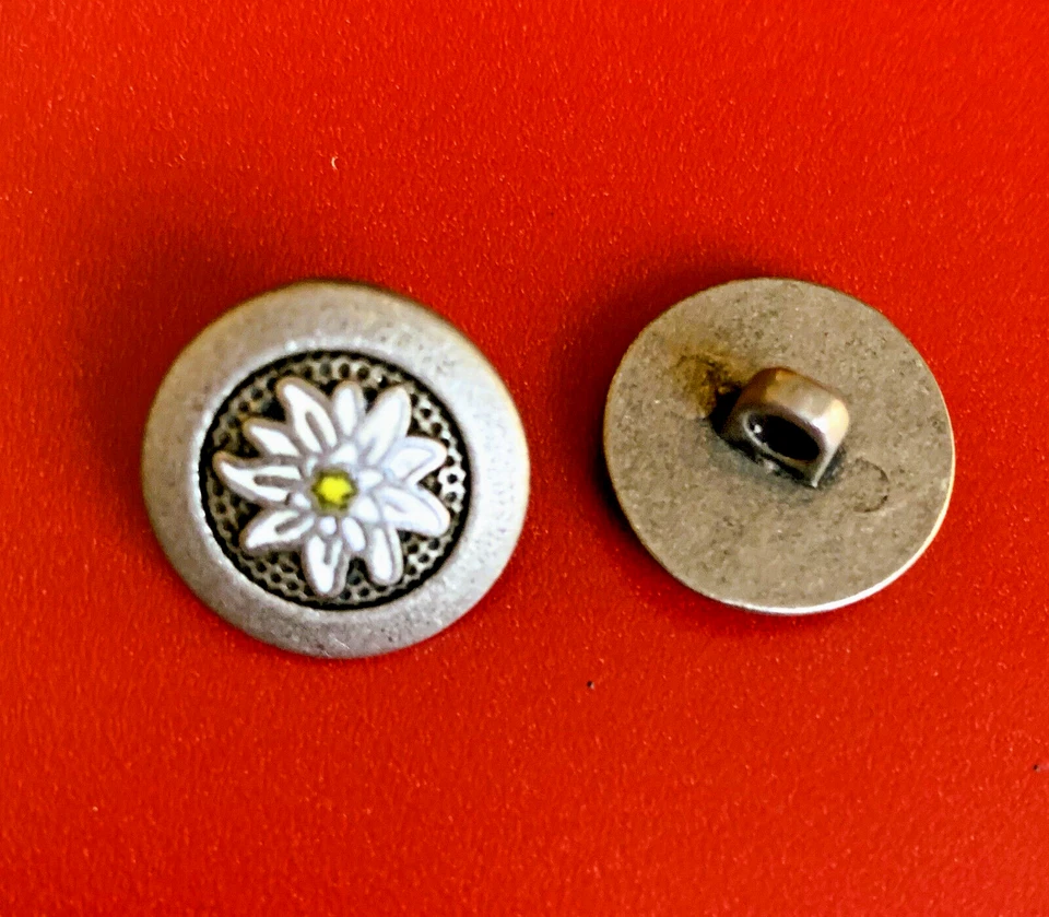 Auswahl verschiedener Trachten Knöpfe Edelweiß, Hirschhorn-Optik, Metall - Bild 4 von 4